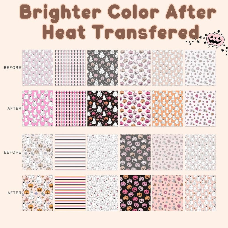 HTVSTD Halloween Sublimation Ink Transfer Sheets 12 Sheets 12inches * 10inches Boho Style Sublimation Paper Pastel Transfer Sheets for Mugs Tumblers DIY - Image 2